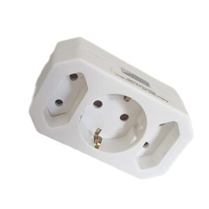 Steckdosenadapter Schuko auf 2x Euro & 1x Schuko weiß (gebraucht)
