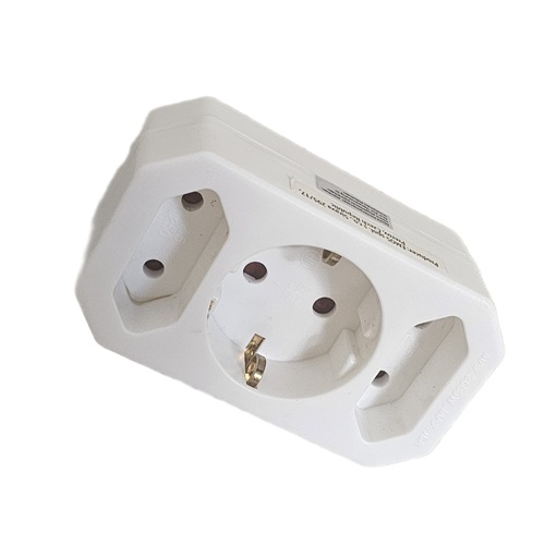 Steckdosenadapter Schuko auf 2x Euro & 1x Schuko weiß (gebraucht)